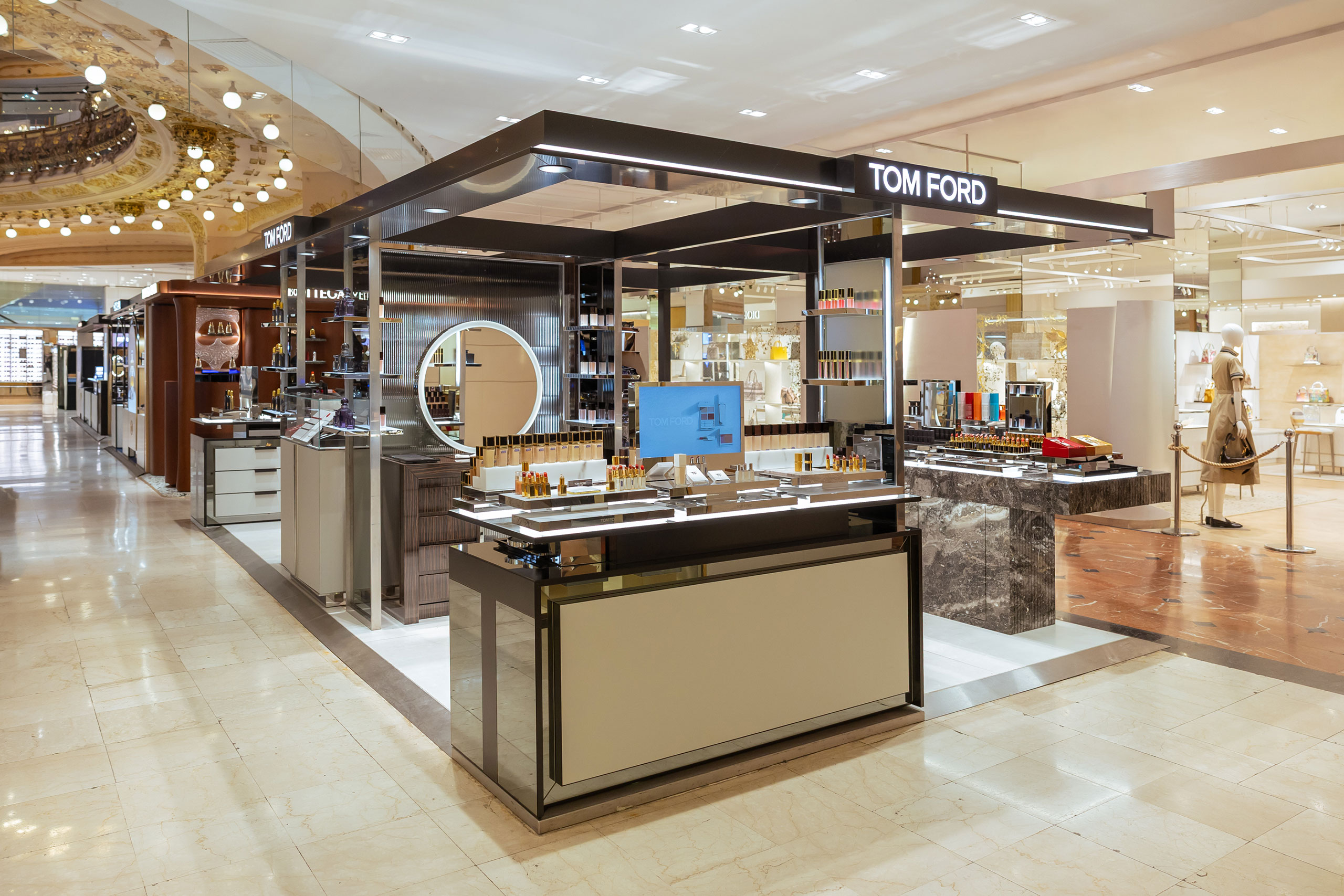 Tom Ford store at Galeries Lafayette Haussmann Paris 2025. Built by TJC
